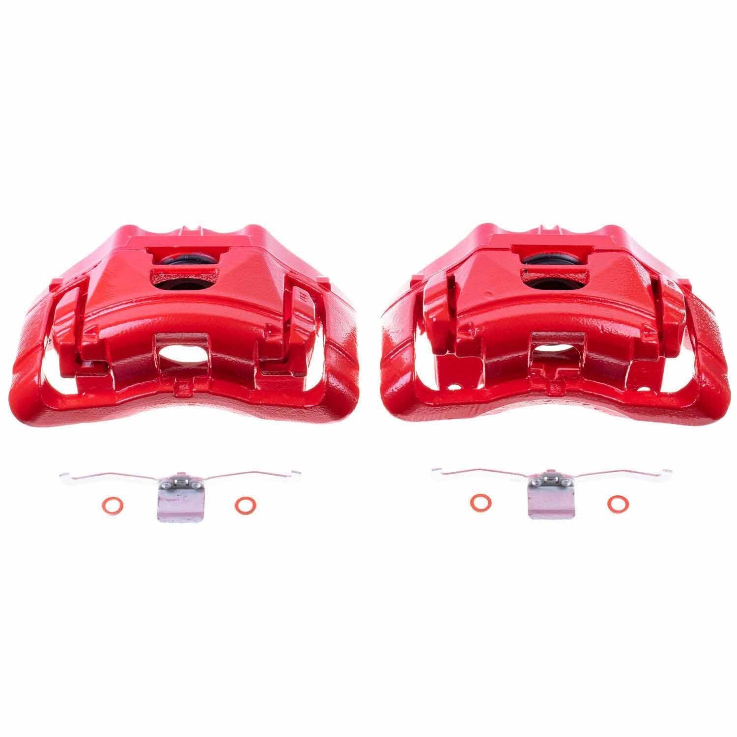 PowerStop Power Stop 05-09 Audi A4 Front Red Calipers w/Brackets - Pair S3246