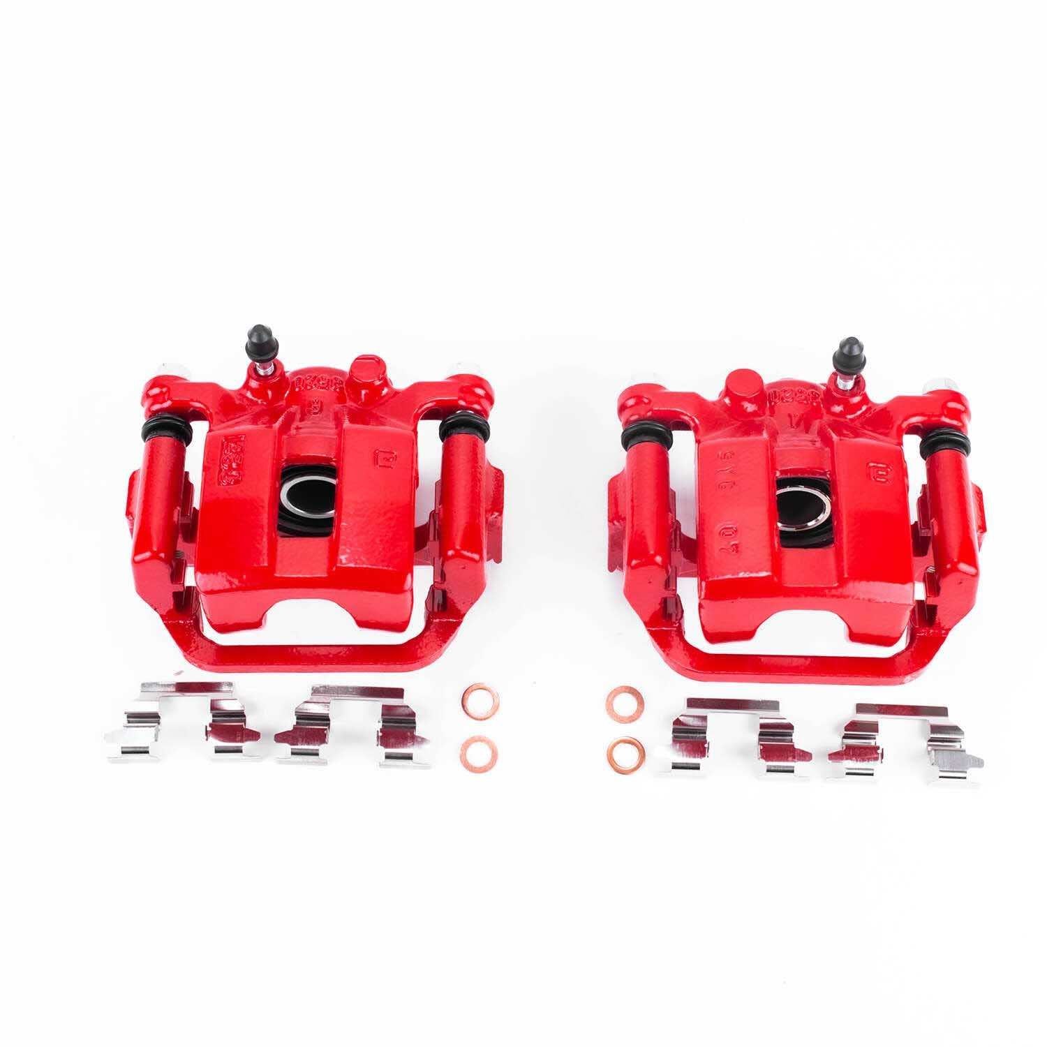 PowerStop Power Stop 08-13 Nissan Rogue Rear Red Calipers w/Brackets - Pair S3436
