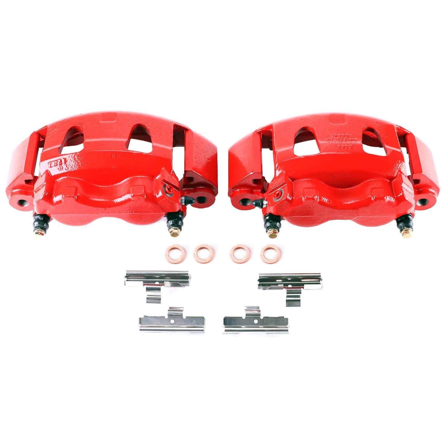 PowerStop Power Stop 95-98 Ford E-350 Front Red Calipers w/Brackets - Pair S4614
