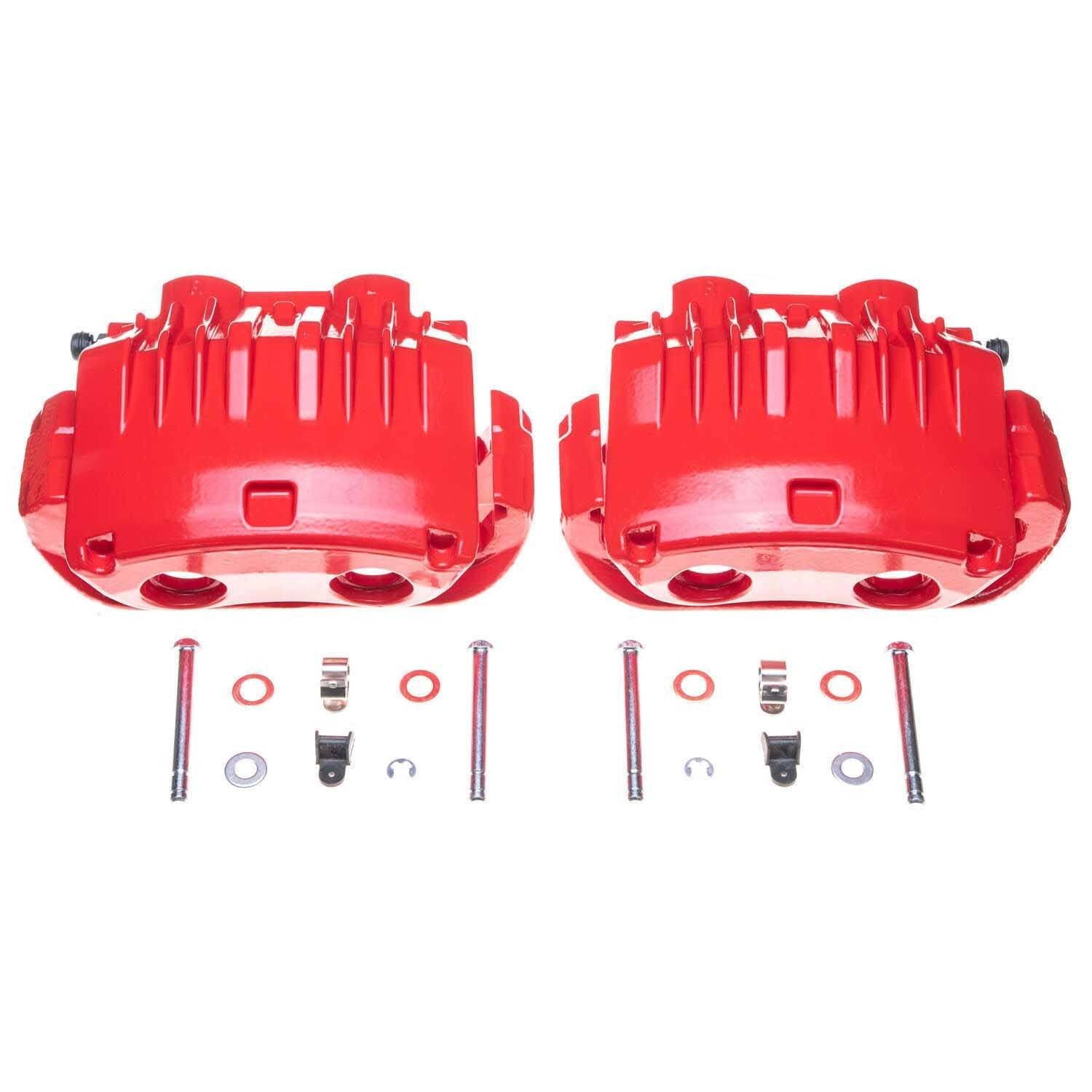 PowerStop Power Stop 94-98 Ford Mustang Front Red Calipers w/Brackets - Pair S4654C