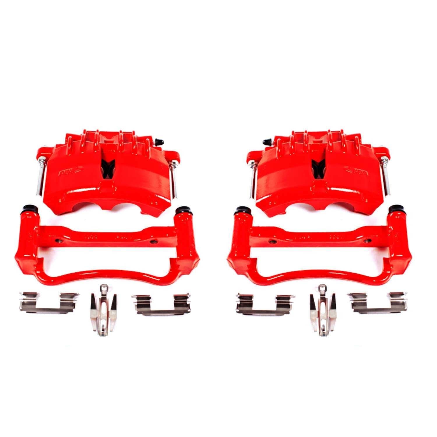 PowerStop Power Stop 03-04 Ford Mustang Front Red Calipers w/Brackets - Pair S4838