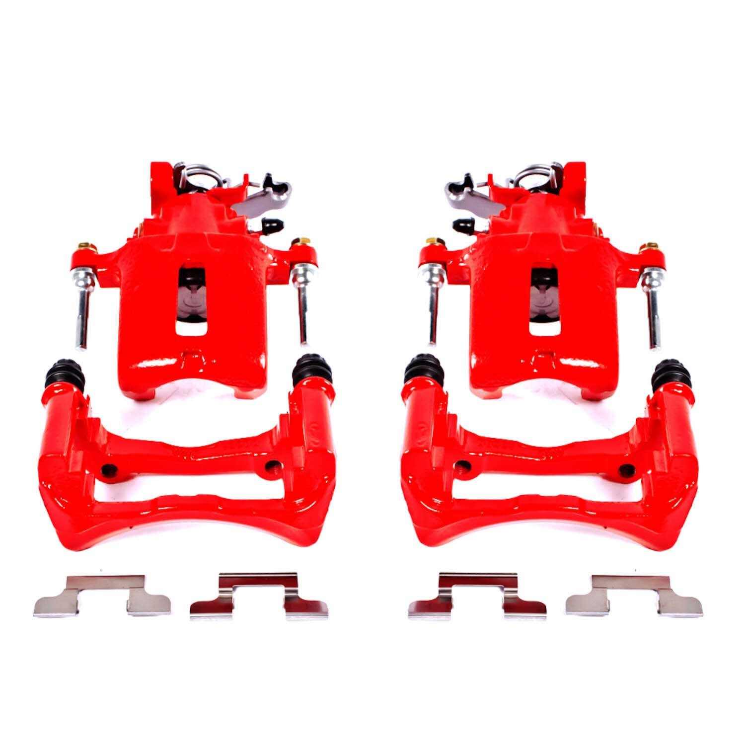 PowerStop Power Stop 05-14 Ford Mustang Rear Red Calipers w/Brackets - Pair S4926