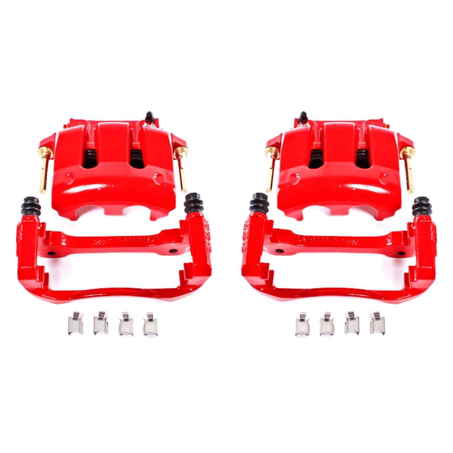 PowerStop Power Stop 05-14 Ford Mustang Front Red Calipers w/Brackets - Pair S4928A