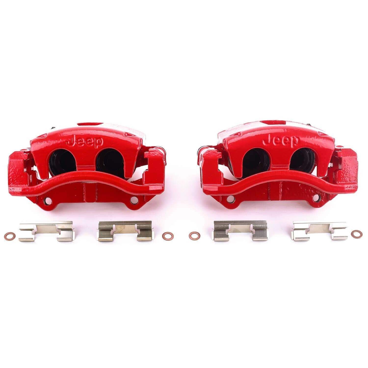 PowerStop Power Stop 06-10 Jeep Commander Front Red Calipers w/Brackets - Pair S4990J