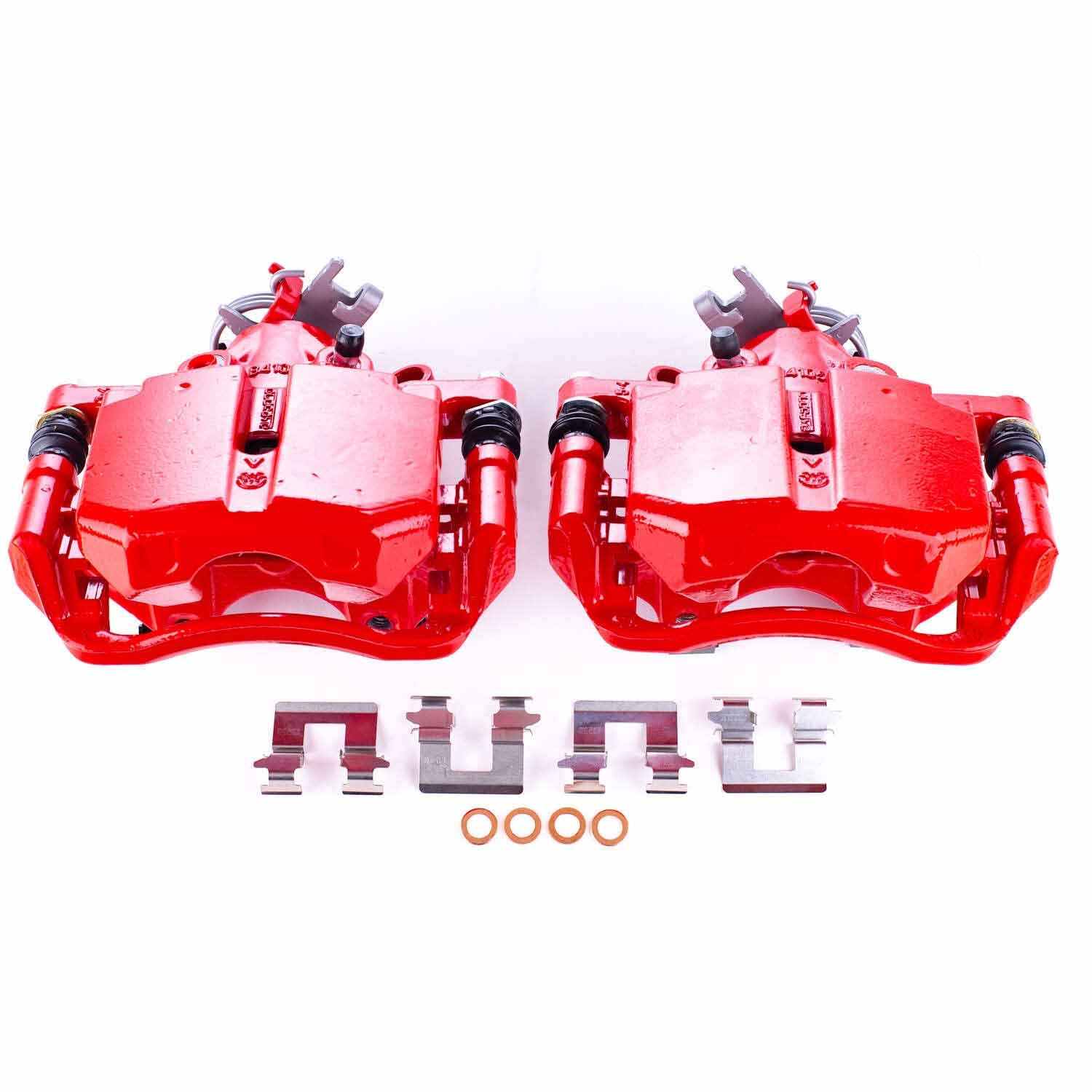 PowerStop Power Stop 06-11 Buick Lucerne Rear Red Calipers w/Brackets - Pair S5014
