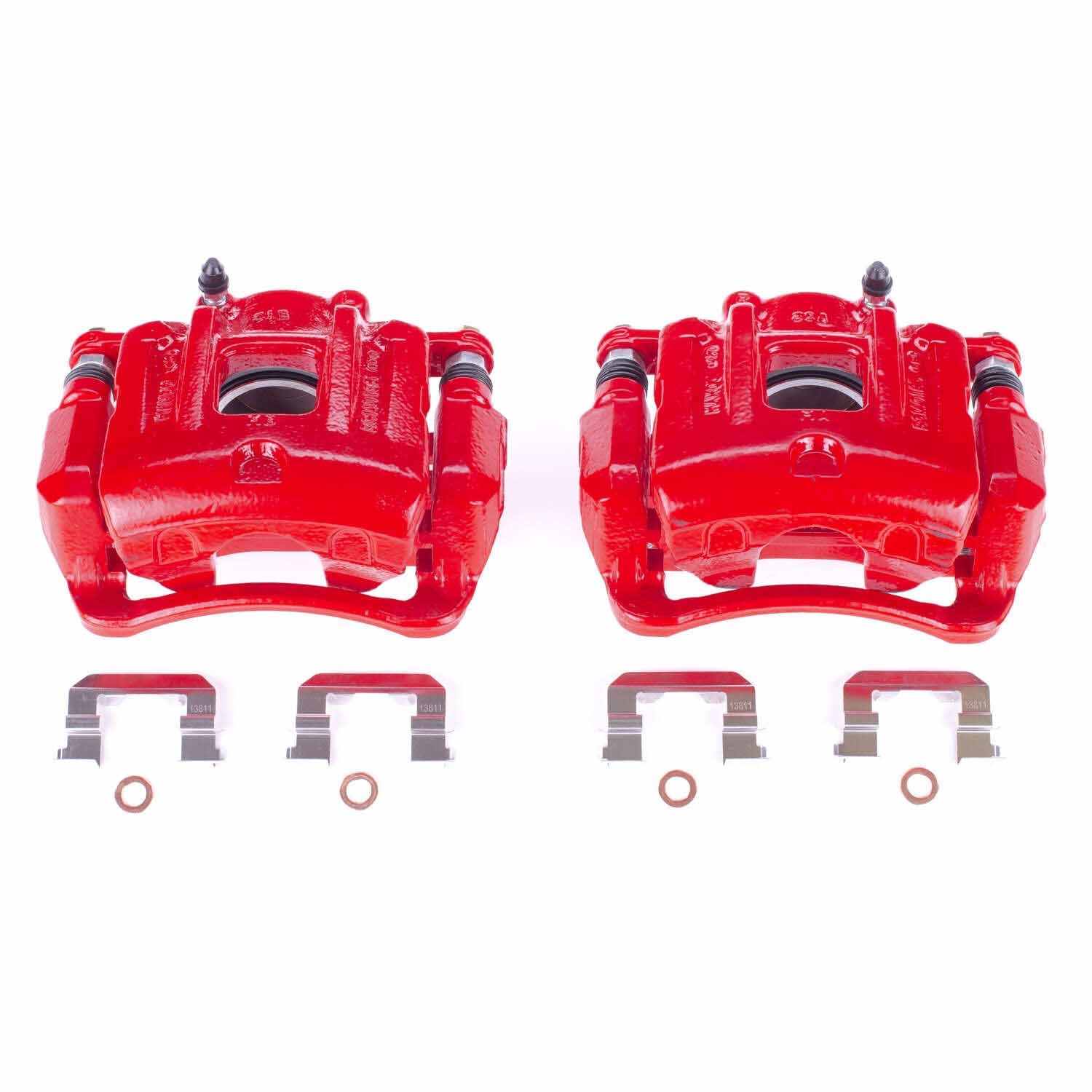 PowerStop Power Stop 13-16 Hyundai Santa Fe Sport Front Red Calipers w/Brackets - Pair S6462S
