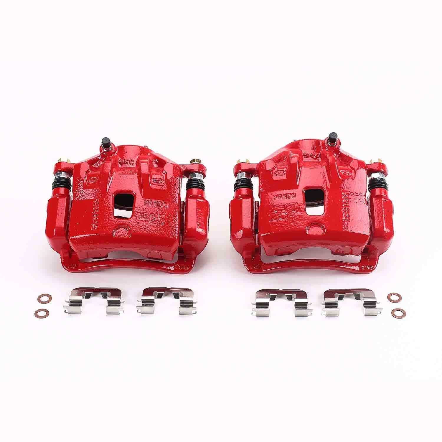 PowerStop Power Stop 13-16 Hyundai Elantra Front Red Calipers w/Brackets - Pair S6464