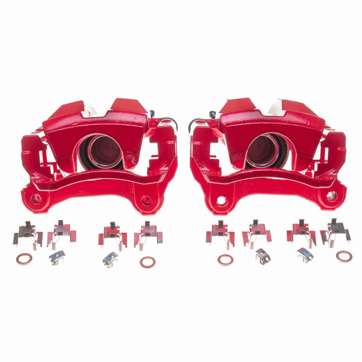 PowerStop Power Stop 13-18 Lexus GS350 Rear Red Calipers w/Brackets - Pair S7140