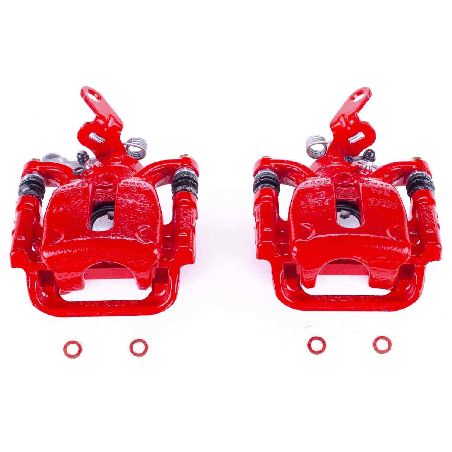 PowerStop Power Stop 15-18 Volkswagen Golf Rear Red Calipers w/Brackets - Pair S7272