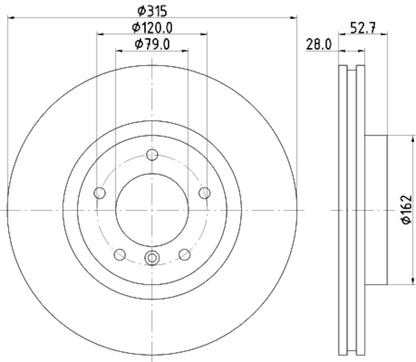 Hella Pagid Disc Brake Rotor 355104092