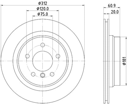 Hella Pagid Disc Brake Rotor 355106772