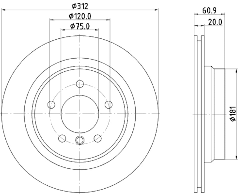 Hella Pagid Disc Brake Rotor 355106772