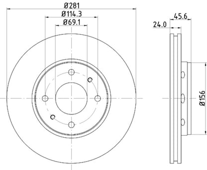 Hella Pagid Disc Brake Rotor 355107032