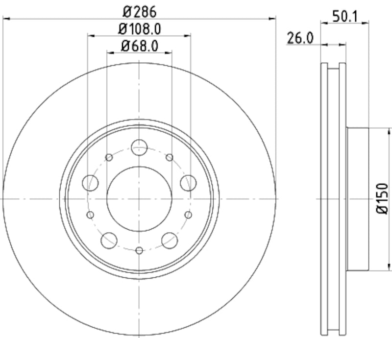 Hella Pagid Disc Brake Rotor 355107052