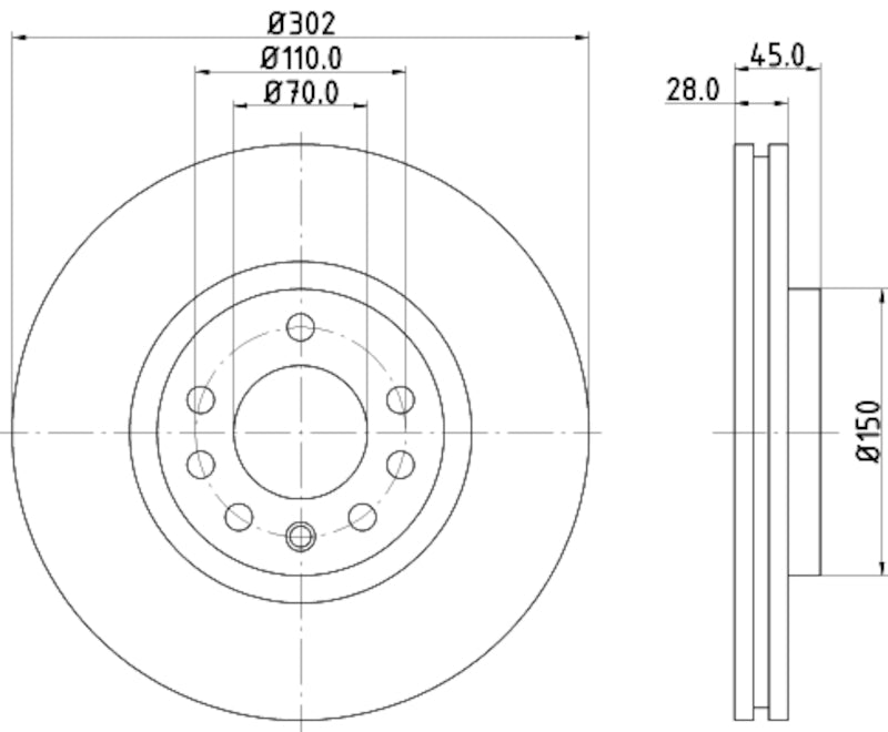 Hella Pagid Disc Brake Rotor 355109172