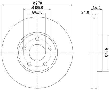 Hella Pagid Disc Brake Rotor 355110282