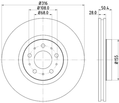 Hella Pagid Disc Brake Rotor 355110572
