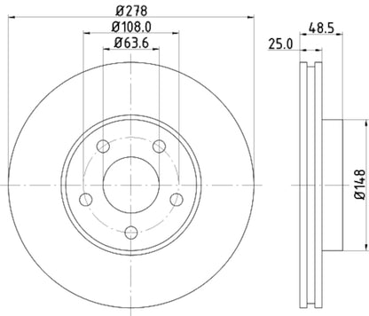 Hella Pagid Disc Brake Rotor 355112172