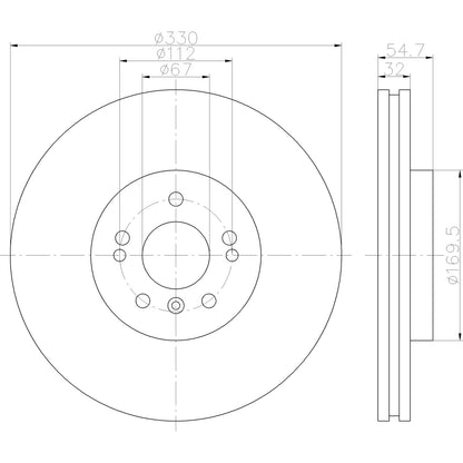 Hella Pagid Disc Brake Rotor 355113172