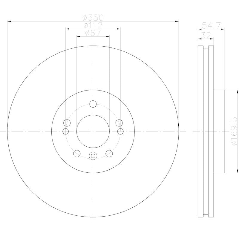 Hella Pagid Disc Brake Rotor 355113192