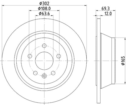 Hella Pagid Disc Brake Rotor 355119152