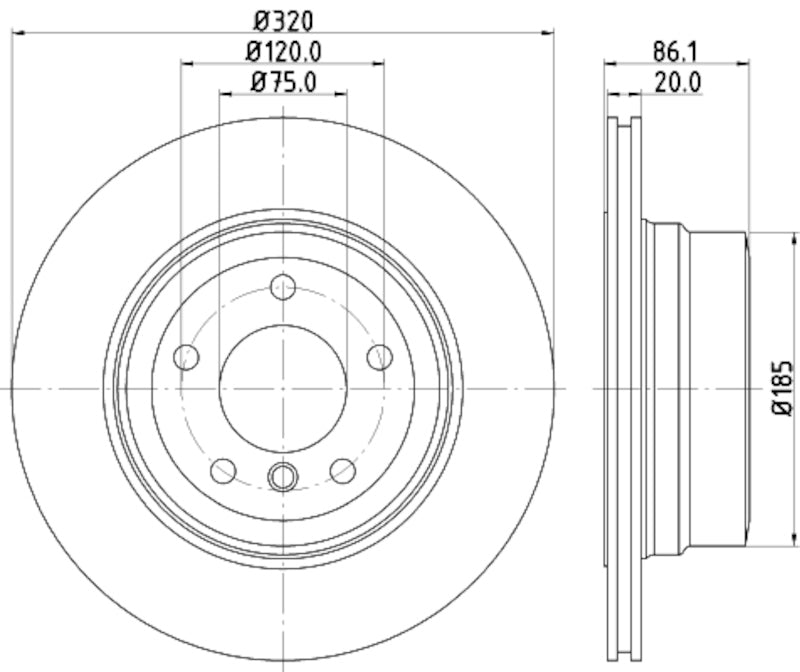 Hella Pagid Disc Brake Rotor 355119202