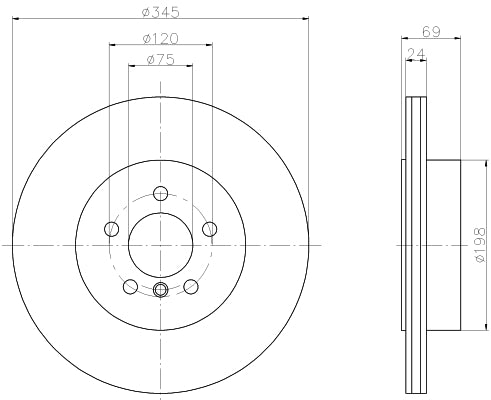 Hella Pagid Disc Brake Rotor 355119281