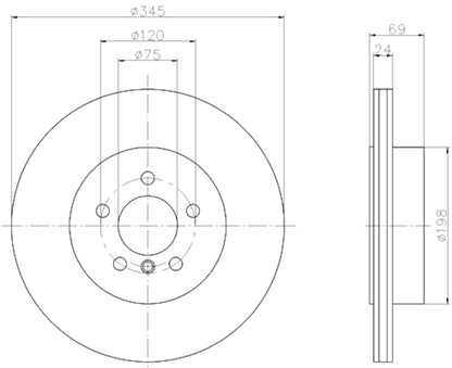 Hella Pagid Disc Brake Rotor 355119281