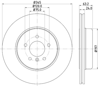 Hella Pagid Disc Brake Rotor 355119341