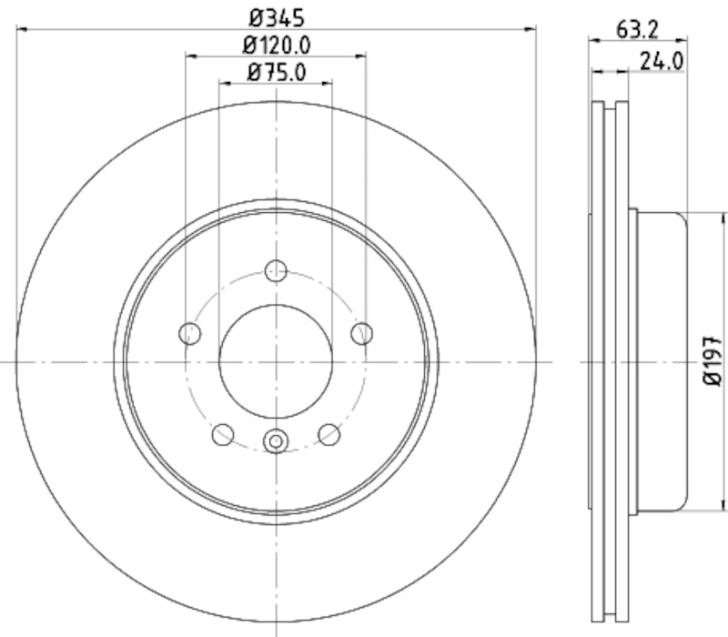 Hella Pagid Disc Brake Rotor 355119341