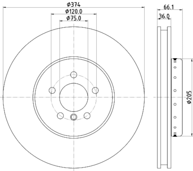 Hella Pagid Disc Brake Rotor 355120691
