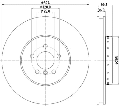 Hella Pagid Disc Brake Rotor 355120691