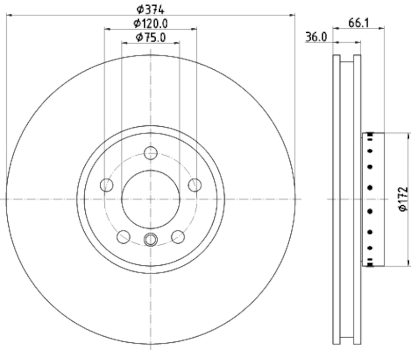 Hella Pagid Disc Brake Rotor 355120711