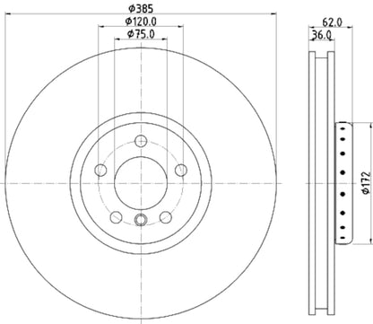 Hella Pagid Disc Brake Rotor 355120731