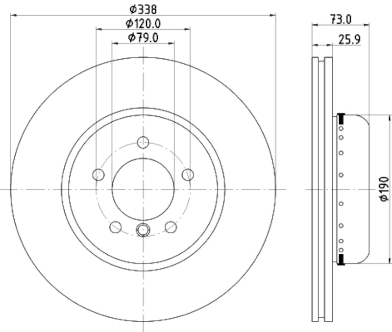 Hella Pagid Disc Brake Rotor 355120861