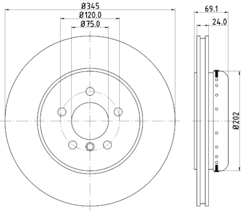 Hella Pagid Disc Brake Rotor 355120871