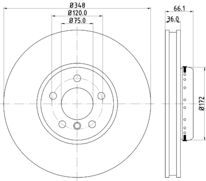Hella Pagid Disc Brake Rotor 355120881