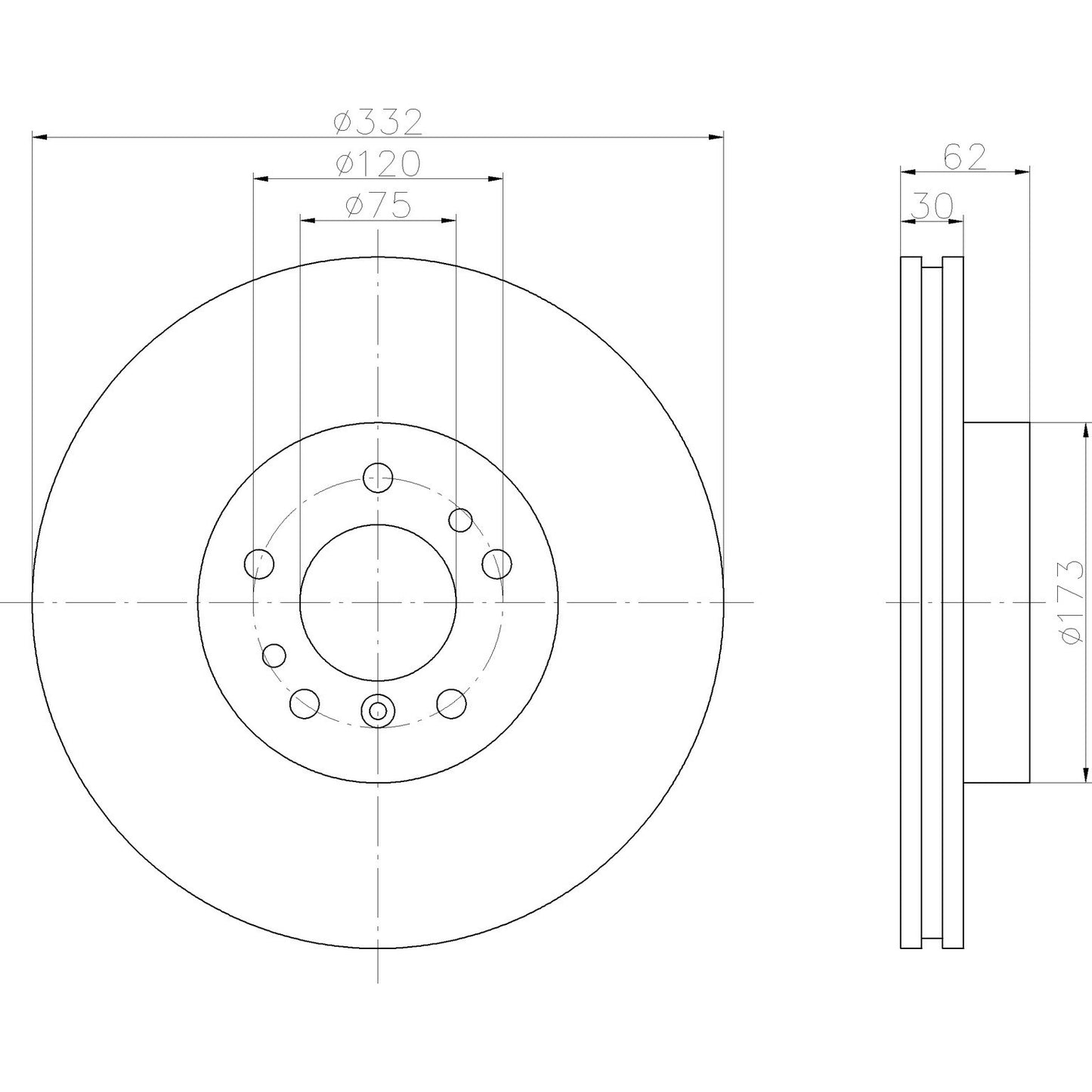 Hella Pagid Disc Brake Rotor 355122012