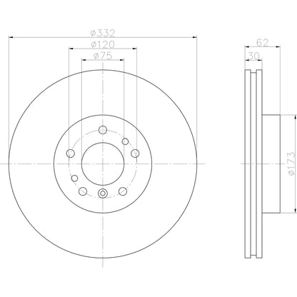 Hella Pagid Disc Brake Rotor 355122012