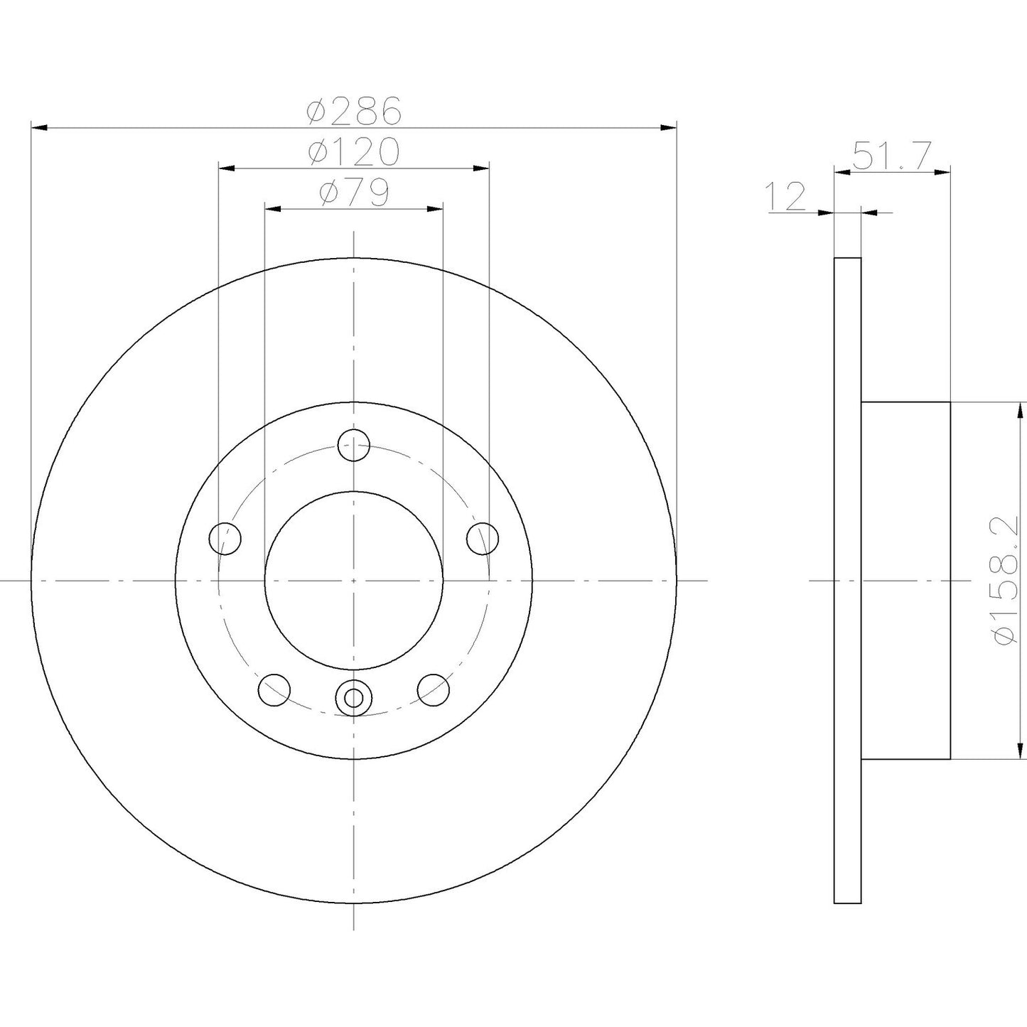 Hella Pagid Disc Brake Rotor 355122052