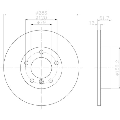 Hella Pagid Disc Brake Rotor 355122052