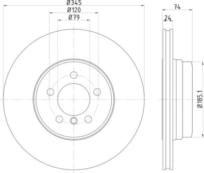Hella Pagid Disc Brake Rotor 355122251