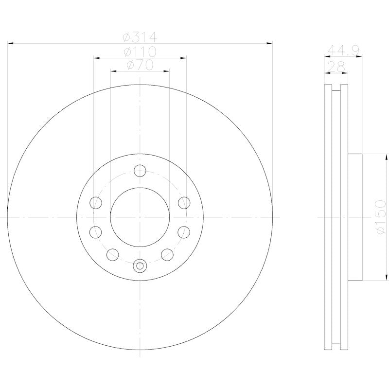 Hella Pagid Disc Brake Rotor 355122562