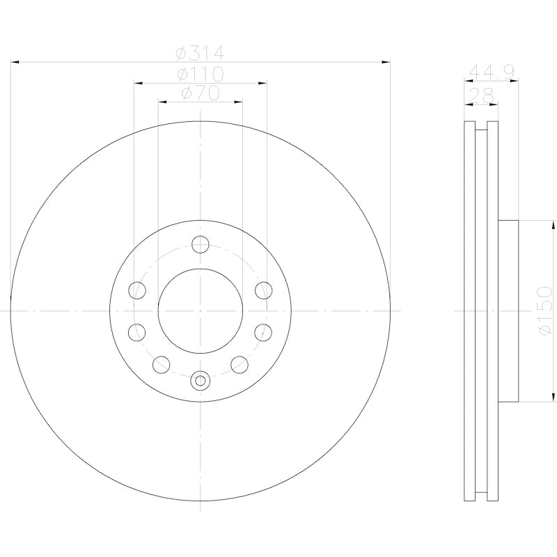 Hella Pagid Disc Brake Rotor 355122562