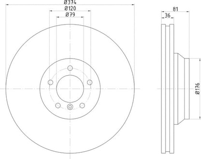 Hella Pagid Disc Brake Rotor 355122652