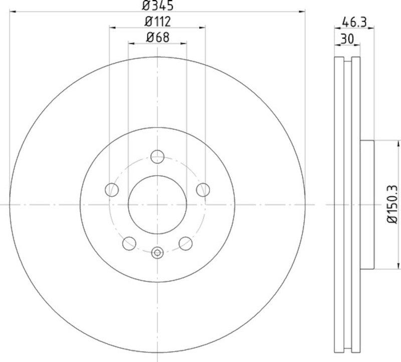 Hella Pagid Disc Brake Rotor 355122802