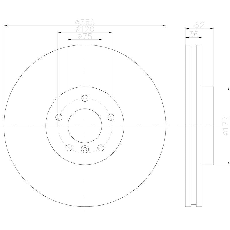Hella Pagid Disc Brake Rotor 355122812