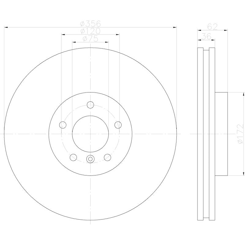 Hella Pagid Disc Brake Rotor 355122812