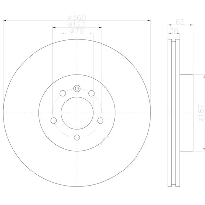 Hella Pagid Disc Brake Rotor 355122922