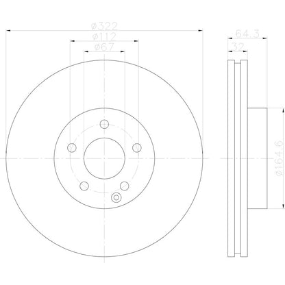 Hella Pagid Disc Brake Rotor 355122952